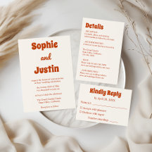 Retro Burnt Orange Typography Wedding