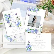 Elegant  Summer  Blue Bow Ribbon Wedding 2026