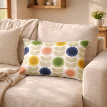 Trendy Retro Modern Summer Flowers and Stems
