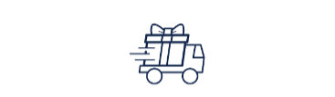 Illustration d'un camion de livraison transportant un colis emballé, symbolisant la facilité des expéditions internationales avec Zazzle.