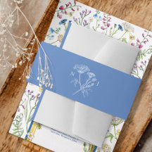 Wildflower drawing and watercolor sketches wedding