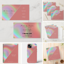 Elegant Dusty Pink Holographic Business Collection