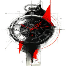 Edgy Pocket Watch Tattoo Art Collection