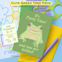 Cute Green Tree Frog - image and pattern party.