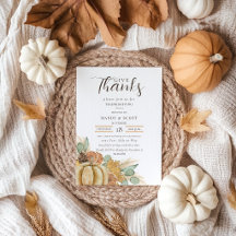 Elegant Give Thanks Watercolor Pumpkin Citrus