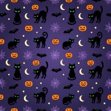 Black Cats & Pumpkins Purple Halloween Collection