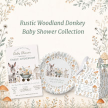 Rustic Woodland Donkey Baby Shower Collection
