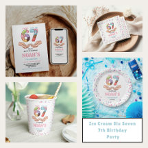 Ice Cream Six Seven 7th Birthday Party Collection