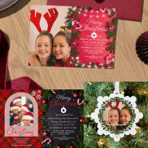 Elegant Merry Christmas Holiday Greeting Card