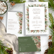 Elegant Winter Pinecone Greenery Wedding Suite