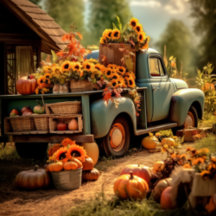 Reversible Rustic Farmhouse Truck Throw Pillow: