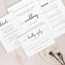 Love Heart Modern Elegant Black And White Wedding