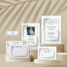 Elegant Graduation Black and white Floral Border