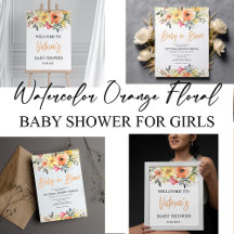 WATERCOLOR ORANGE FLORAL BABY IN BLOOM COLLECTION