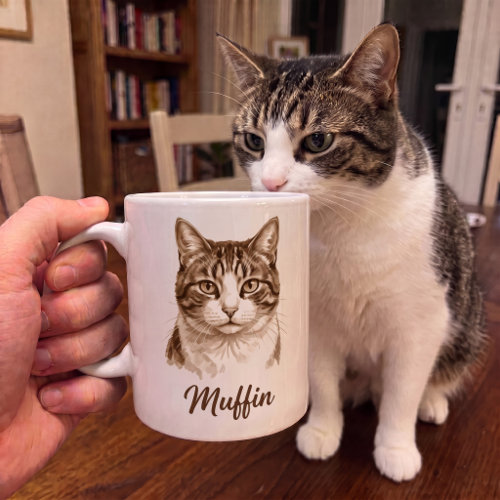 Pet Sniffing Mug: the personalized mug with Molly's portrait