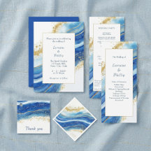 Blue and gold splatters abstract wedding