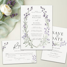 Lavender Delicate Watercolor Elegant Wedding Suite