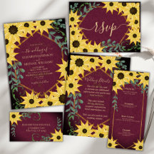 Rustic Sunflower Eucalyptus Wood Wedding Suite