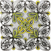 Bees & Flowers Abstract Hand-Drawn Doodle  