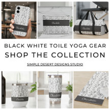 Black White Toile Floral Pattern Yoga Accessories
