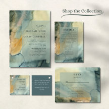 Chic Granite Blue Green Watercolor Wedding 