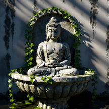 A Buddha Fountain and Quotes