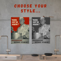 Vintage Retro Kitchen Posters & Magnets