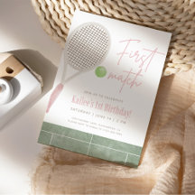 Pink Preppy Tennis First Birthday Party Collection