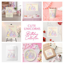 Pastel Watercolor Unicorn Girls Birthday