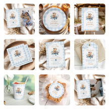 Airplane Teddy Bear Blue Birthday