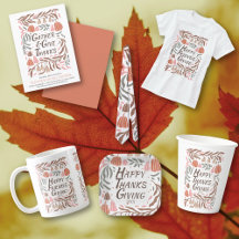 Retro fall branches and pumpkins Thanksgiving