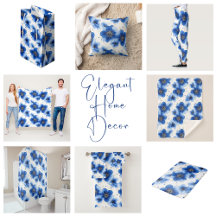 Blue Floral Pattern with Gold Accents