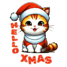 Hello Xmas - Cute Christmas cat in a Santa costume