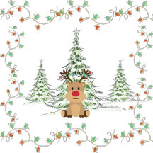 Reindeer Christmas Holiday Lights Winter Trees 