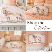 Girl Peach Horse Personalized Name Bedroom Decor