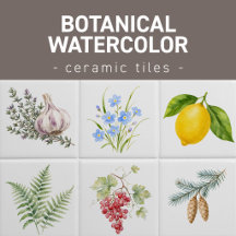 Watercolor Botanical Ceramic Tiles