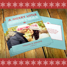 Modern Merry Little Christmas Blue Holiday Cards