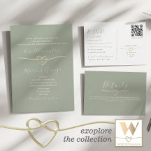 Sage Green Wedding Invitation Suite