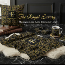 The Royal Luxury: Monogrammed Gold Damask Floral