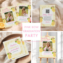 Pink Bow Lemon Graduation Party