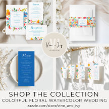 Colorful Watercolor Floral Wedding Suite