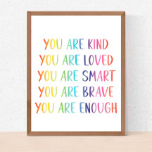 You Are Kind Affirmations Rainbow Colors