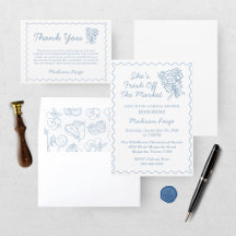 Fresh Off the Market Whimsical Blue Bridal Shower