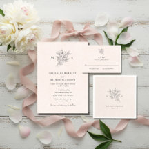 Blush Pink Botanical Monogram Wedding Collection 