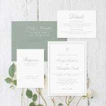 Elegant Classic Sage Green Old Money Wedding Suite