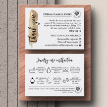 Jewelry Care Chic Script Thank You Card 
