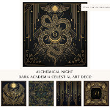 Alchemical Night: Dark Academia Celestial Art Deco