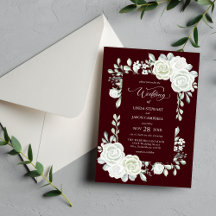 Burgundy White Roses Wedding Collection Suite