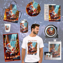 Funny Santa Claus Relaxing with Red Wine
