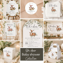 Oh Deer watercolor floral Baby Shower Collection